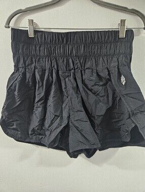 FP Movement by Free People Black Smocked-Waist Athletic Shorts